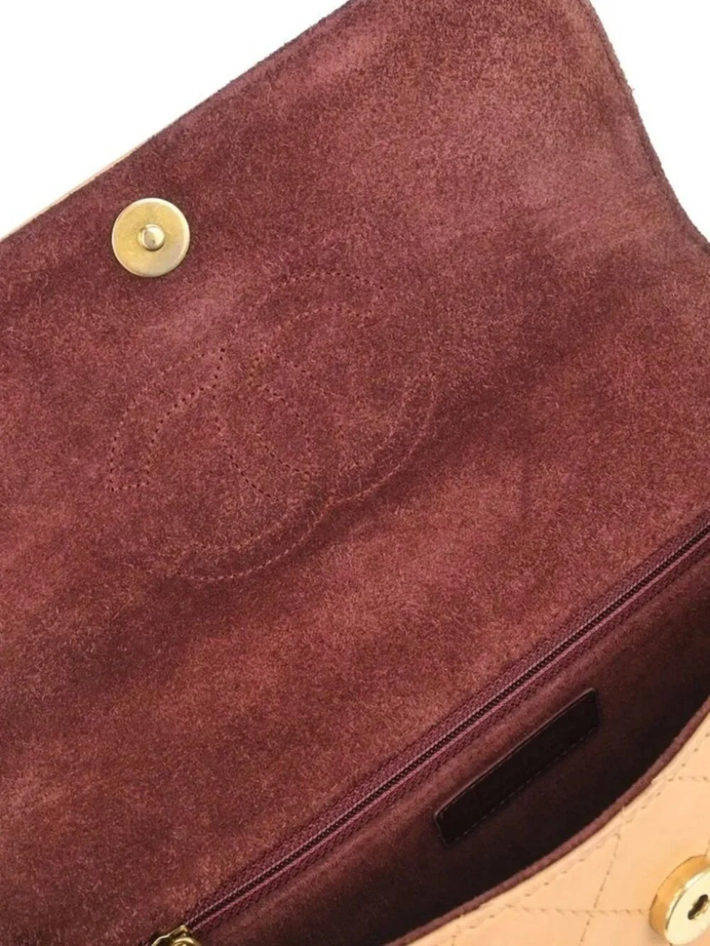Chanel Beige Calfskin Saddle Double Flap Messenger Shoulder Bag